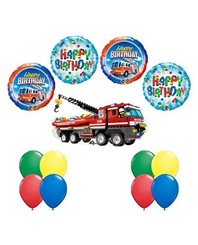 LEGO CITY Fire Engine Firetruck Birthday Party Fire Truck Balloon Decorating Supply 13 pc Kit