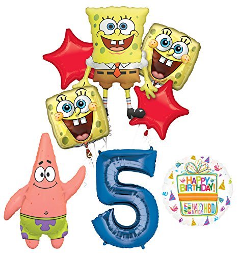 Spongebob Squarepants 5th Birthday Party Supplies and Balloon Bouquet Decorations