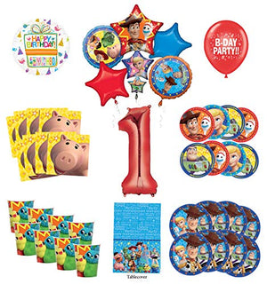 Toy Story 1st Birthday Party Supplies 8 Guest Decoration Kit with Woody, Buzz Lightyear and Friends Balloon Bouquet