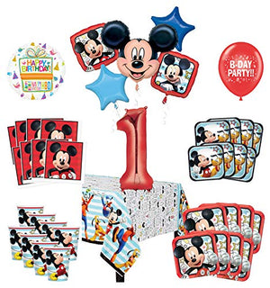 Mayflower Products Mickey Mouse and Friends 1st Birthday Party Supplies 8 Guest Decoration Kit and Balloon Bouquet