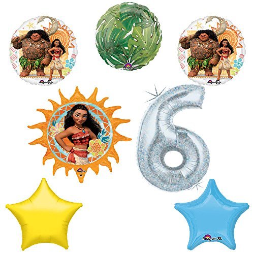 Disney Moana 6th Holographic Birthday Party Balloon Supplies Decoration Kit