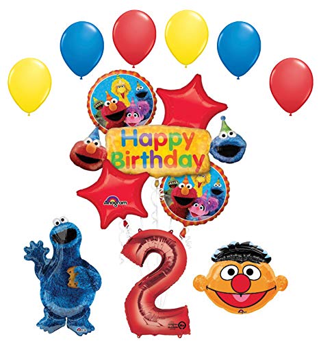 Cookie Monster and Ernie 2nd Birthday Party Supplies and Balloon Bouquet Decorations