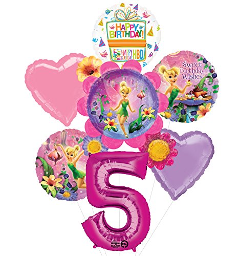 Tinkerbell 5th Birthday Party Supplies Flower Cluster Balloon Bouquet Decorations