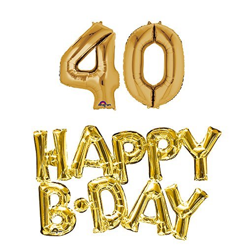 40th birthday party balloons supplies and decorations in Gold