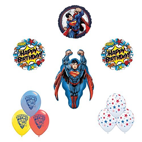 Superman Man of Steel birthday party balloon supplies and decorations