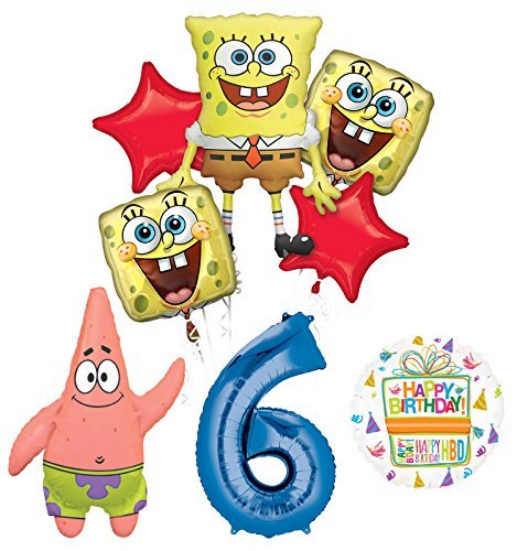 Spongebob Squarepants 6th Birthday Party Supplies and Balloon Bouquet Decorations