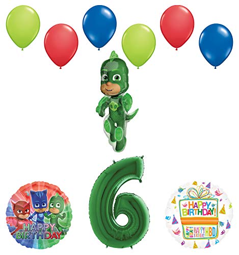 Mayflower Products PJ Masks Gekko 6th Birthday Party Supplies Balloon Bouquet Decorations