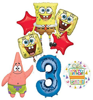 Spongebob Squarepants 3rd Birthday Party Supplies and Balloon Bouquet Decorations