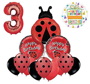 Mayflower Products Ladybug 3rd Birthday Party Supplies Balloon Bouquet Decoration