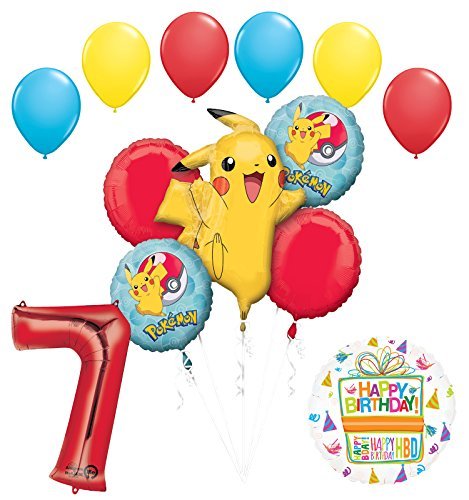 Pokemon 7th Birthday Party Supplies and Balloon Bouquet Decorations