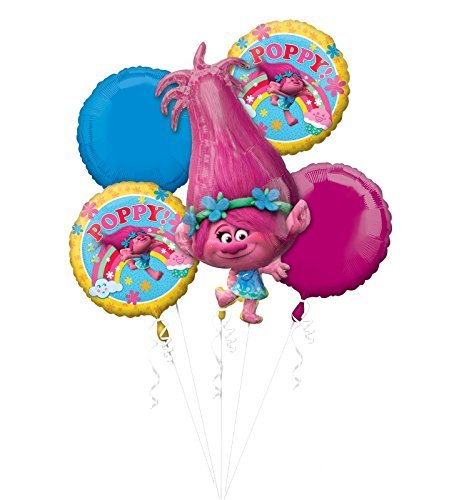 NEW TROLLS POPPY 5 pc Balloon Bouquet Decoration and Party Supplies