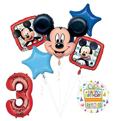 NEW Mickey Mouse 3rd Birthday Party Supplies Balloon Bouquet Decorations