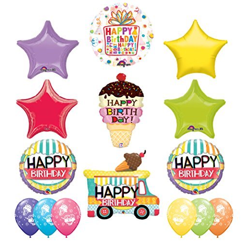 Ultimate Ice Cream Cone Sprinkles Birthday Party Supplies Decoration Balloon Kit with Ice Cream Treat latex