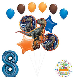 Jurassic World 8th Birthday Party Supplies Raptor Balloon Bouquet Decorations