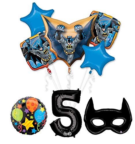 Mayflower Products Batman 5th Birthday Party Supplies and Bat Mask Balloon Bouquet Decoration