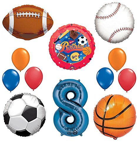 The Ultimate Sports Theme 8th Birthday Party Supplies and Balloon Decorating Kit