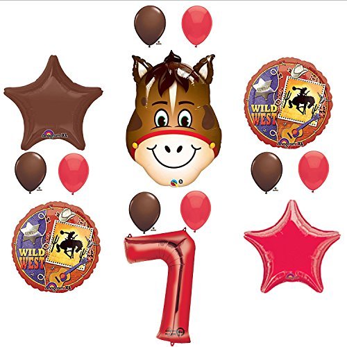 Wild West Cowboy Western 7th Birthday Party Supplies and Balloon Decorations