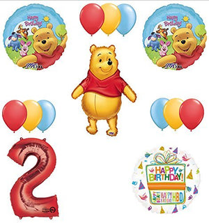 Winnie The Pooh 2nd First Birthday Party Supplies and Balloon Bouquet Decorations