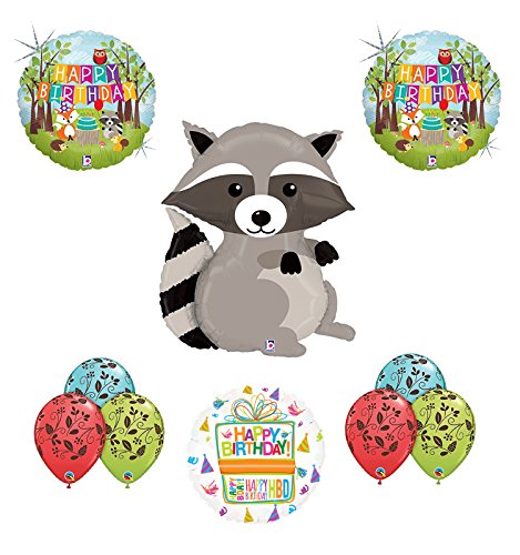 Woodland Creatures Birthday Party Supplies Baby Shower Raccoon Balloon Bouquet Decorations