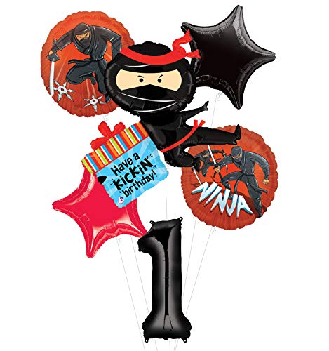 Mayflower Products Ninja Birthday Party Supplies Have A Happy Kicking 1st Birthday Balloon Bouquet Decorations