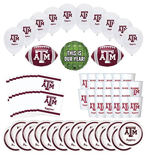 Mayflower Products Texas A&M Aggies Football Tailgating Party Supplies for 20 Guest and Balloon Bouquet Decorations