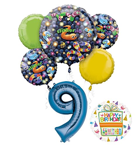 Slither.io Party Supplies 9th Birthday Video Game Balloon Bouquet Decorations