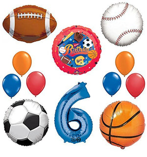 The Ultimate Sports Theme 6th Birthday Party Supplies and Balloon Decorating Kit