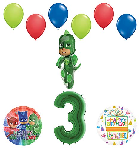 Mayflower Products PJ Masks Gekko 3rd Birthday Party Supplies Balloon Bouquet Decorations