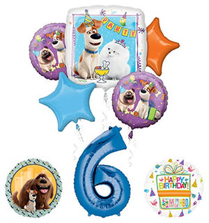 Mayflower Products Secret Life of Pets Party Supplies 6th Birthday Balloon Bouquet Decorations - Blue Number 6