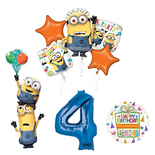Despicable Me 3 Minions Stacker 4th Birthday Party Supplies and balloon Decorations
