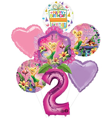 Tinkerbell 2nd Birthday Party Supplies and Balloon Bouquet Decorations