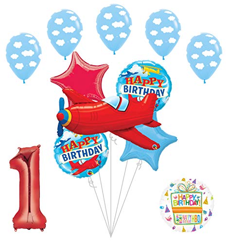 Airplane 1st First Birthday Party Supplies Vintage Plane Balloon Bouquet Decorations