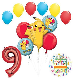 Pokemon 9th Birthday Party Supplies and Balloon Bouquet Decorations