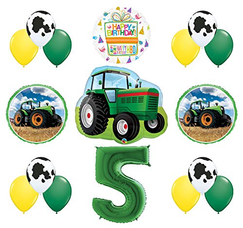 Mayflower Products 5th Birthday Farm Tractor Balloon Bouquet Decorations and Party Supplies