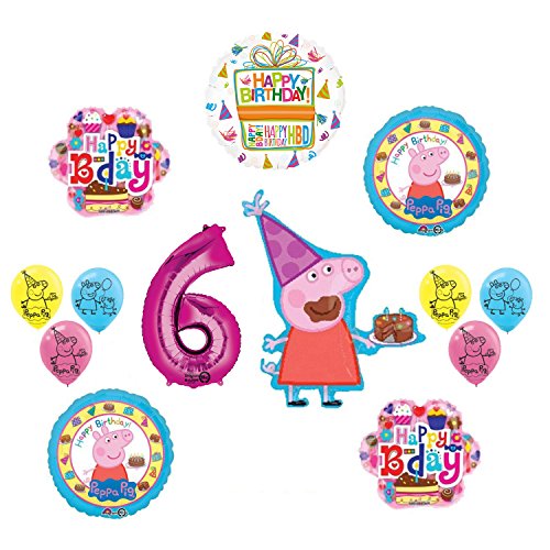 Peppa Pig 6th Birthday Party Balloon supplies and decorations kit