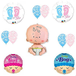 Gender Reveal He She Footprints Baby Shower Balloon Supplies