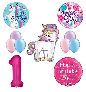 Unicorn 1st Birthday Girl Party Supplies and Balloon Decorations