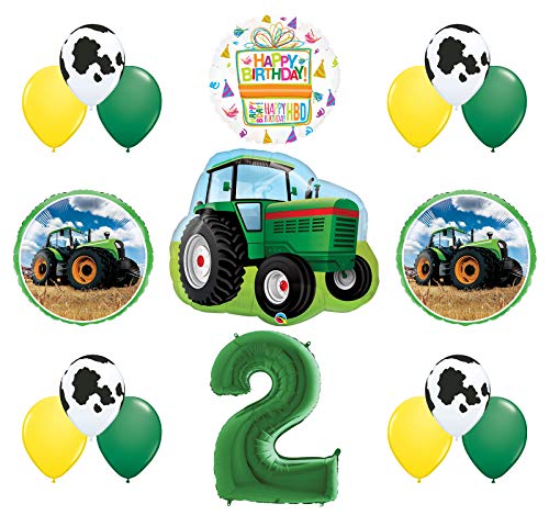 Mayflower Products 2nd Birthday Farm Tractor Balloon Bouquet Decorations and Party Supplies