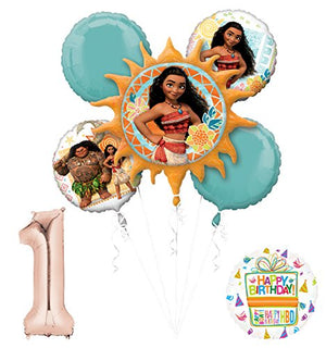 Moana 1st Birthday party Supplies and Princess Balloon Bouquet Decorations
