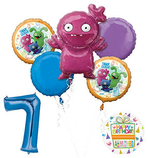 Mayflower Products Ugly Dolls 7th Birthday Party Supplies 34" Blue Number 7 Balloon Bouquet Decorations