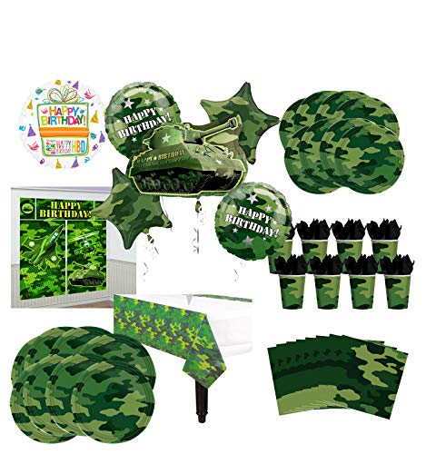 Mayflower Products Army Tank Birthday Party Supplies 8 Guests Military Camouflage Balloon Bouquet Decorations