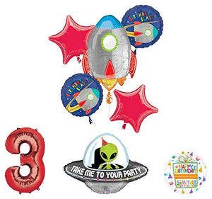 Mayflower Products Blast Off Space Alien 3rd Birthday Party Supplies Balloon Bouquet Decoration