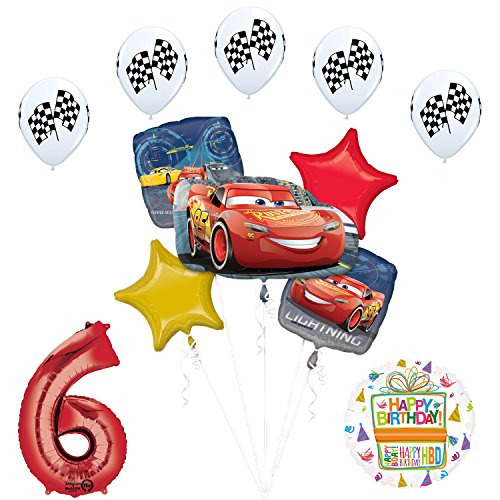 Disney Cars 3 Lighting McQueen 6th Birthday Party Supplies and Balloon Decorations