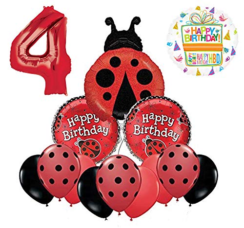 Mayflower Products Ladybug 4th Birthday Party Supplies Balloon Bouquet Decoration