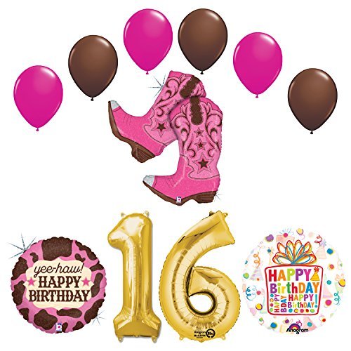 Wild West Cowgirl Boots Western Sweet 16th Birthday Party Supplies and Balloons Decorations