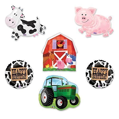 Barn Farm Animals Birthday Party Cow, Pig, Tractor, Barn Balloons Decorations Supplies