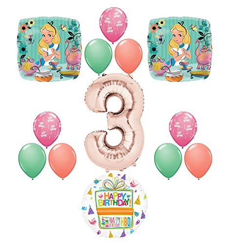 Alice in Wonderland Tea Time 3rd Birthday Party Supplies Mad Hatter Balloons Decoration