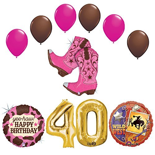 Wild Wild West 40th Cowgirl Boots Birthday Party Supplies and Balloons Decorations