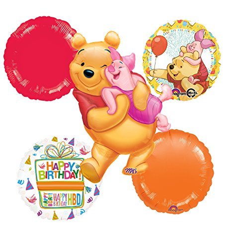 Winnie The Pooh and Piglet Celebration Birthday Party Balloon Bouquet Decorations