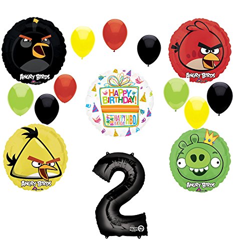 Angry Birds Party Supplies 2nd Birthday Balloon Bouquet Decorations